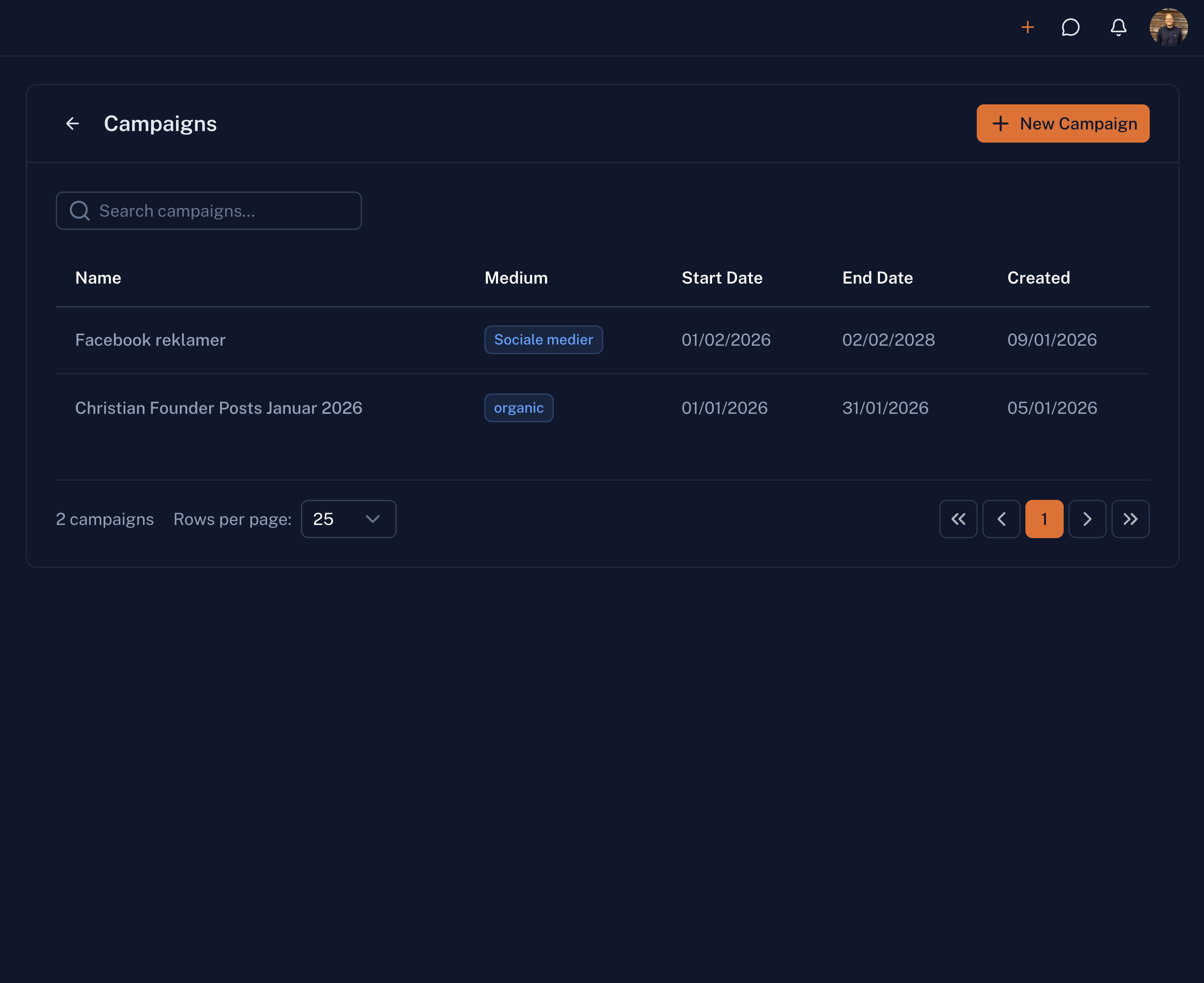 Marketing Campaigns preview